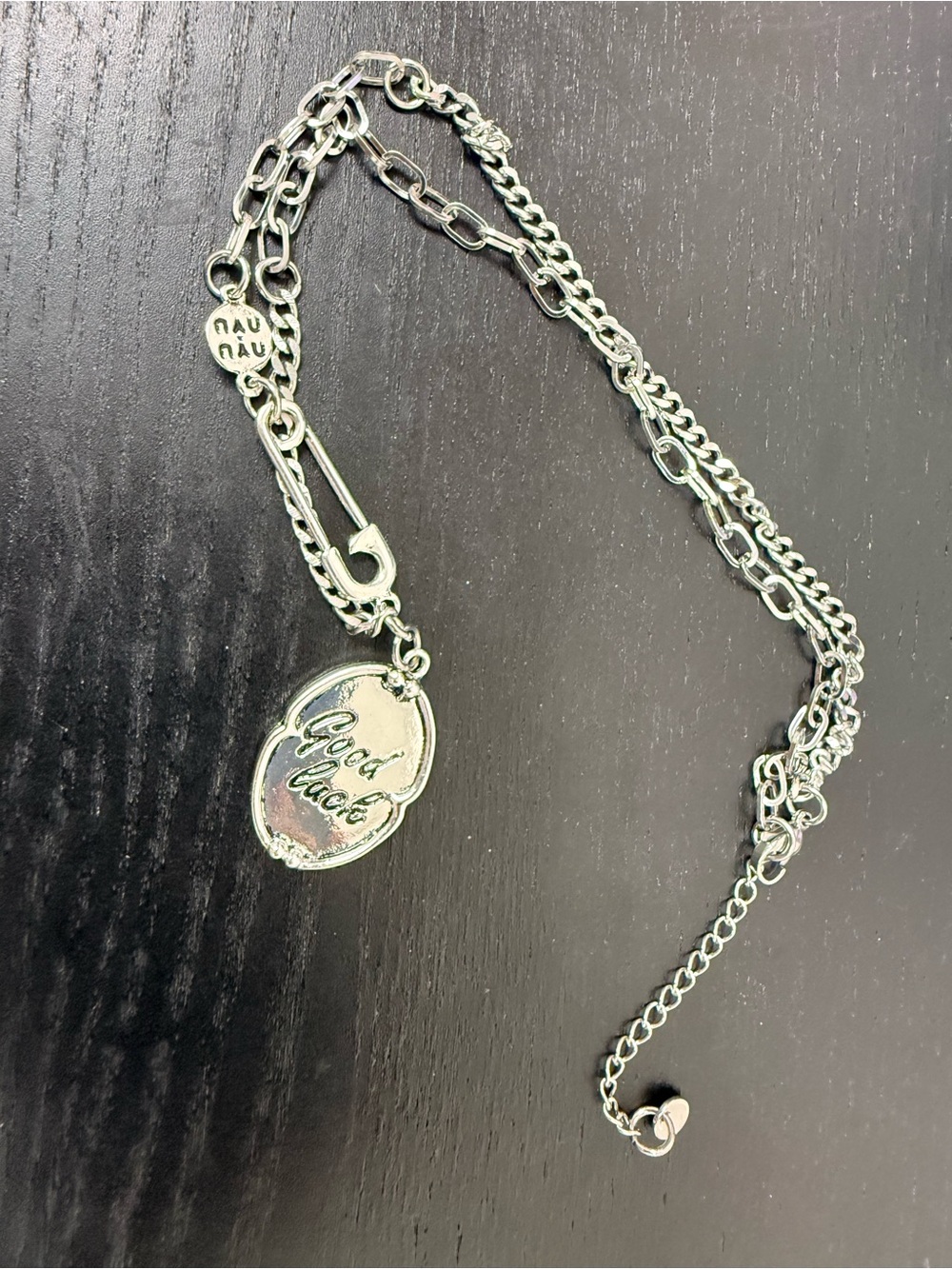 Silver 'Good Luck' Pendant Chain Necklace